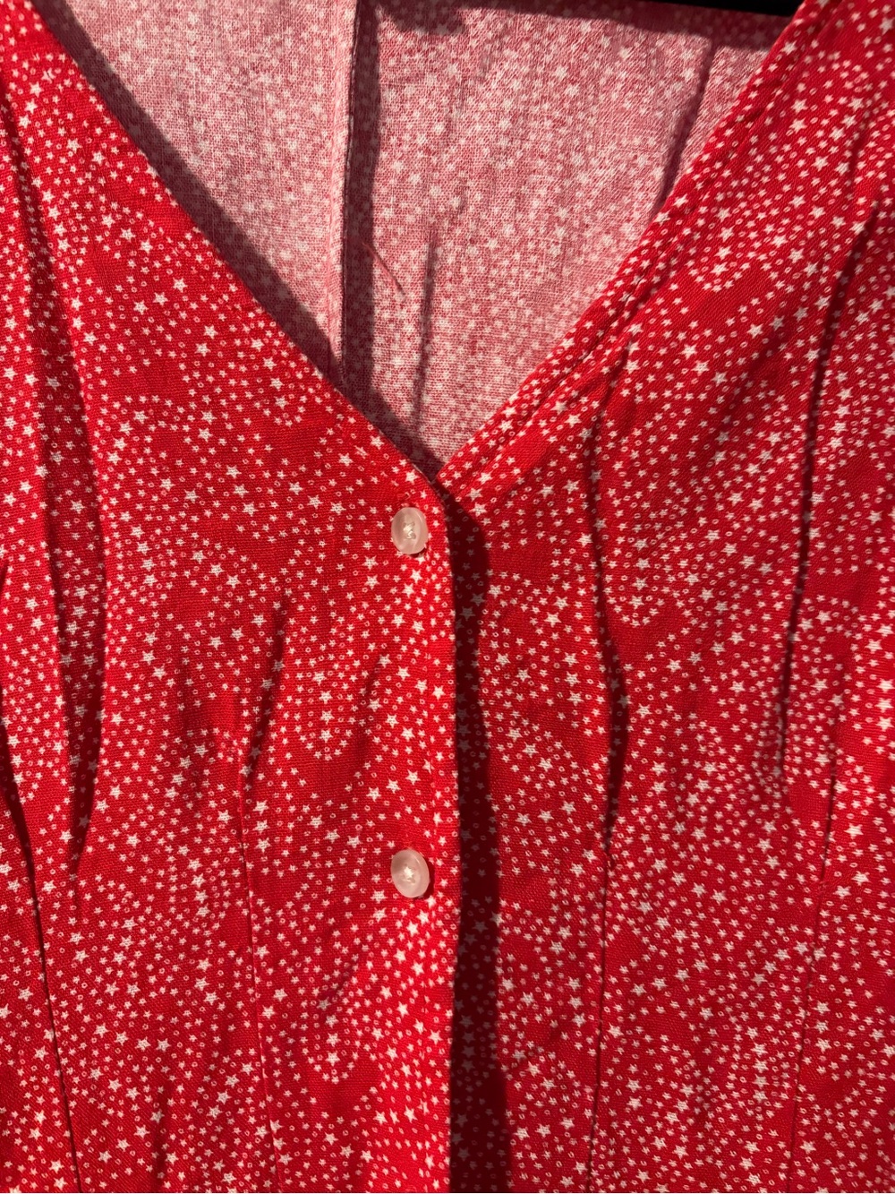 Universal Thread Red Short-Sleeve Button-Front Tunic with White Star Pattern - Picture 3 of 6